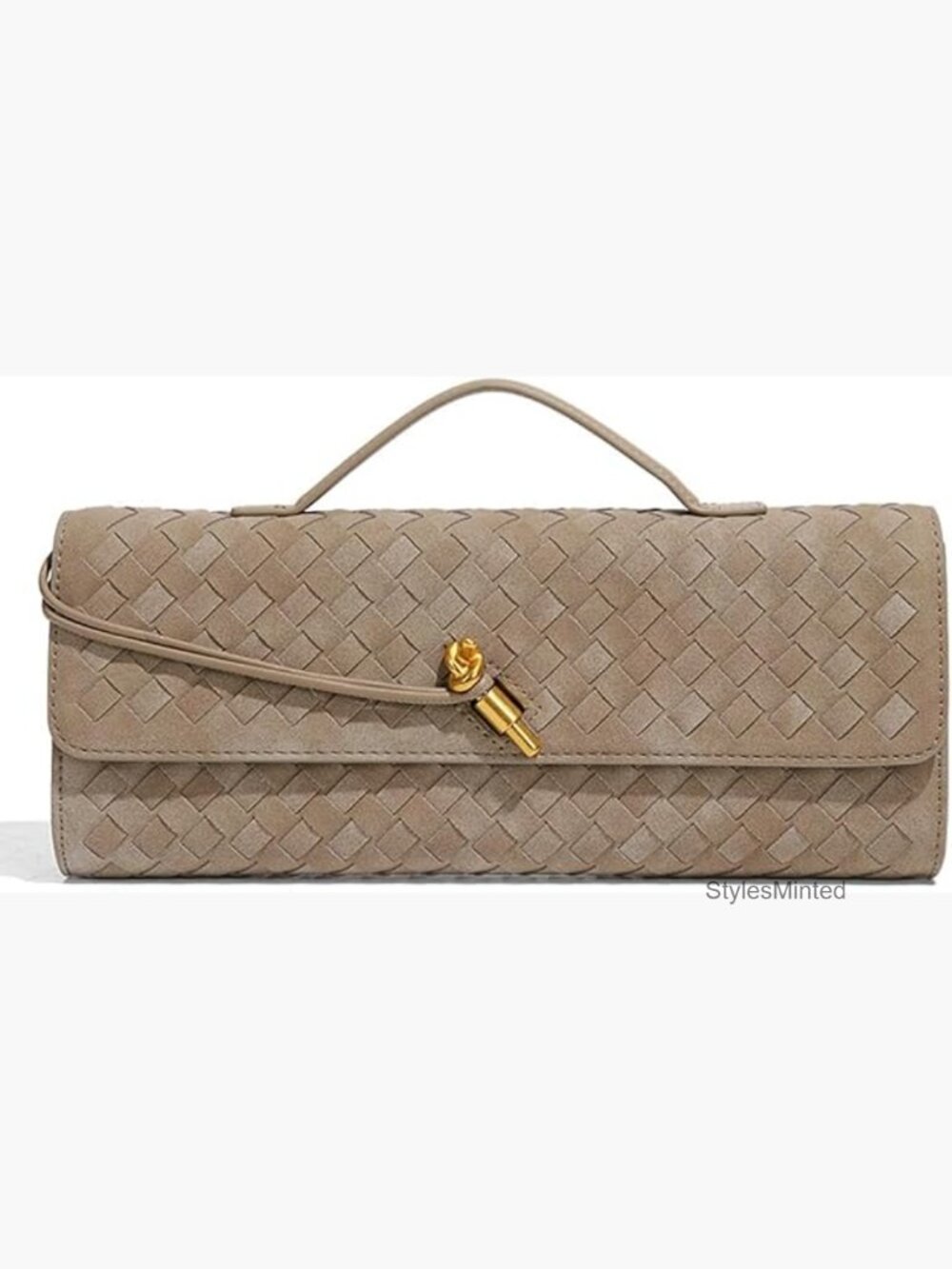Trendy Woven Evening Clutch Satchel Crossbody Bag with Adjustable Strap